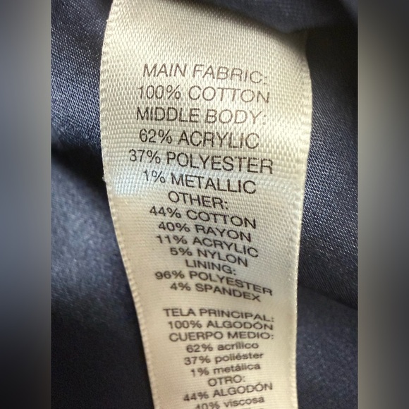 CHICO'S Tweed Longline Frayed Jacket Navy Blue Colorblock Size 0 (US 4/6 Small) - Picture 6 of 16